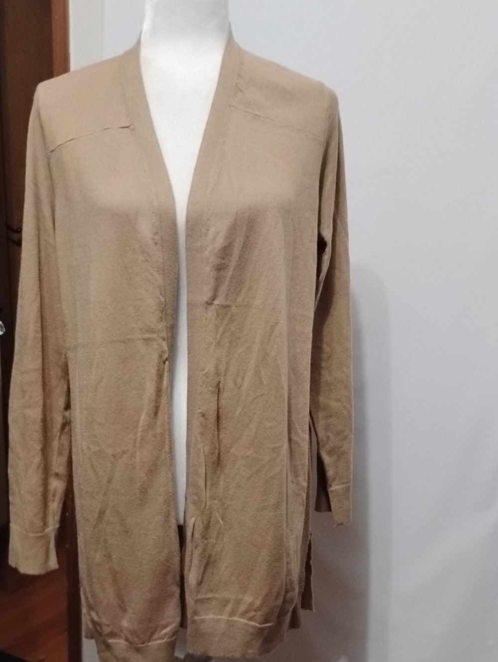 Chico's Rib Detail Dakato Wheat Open-Front Women's Cardigan